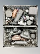 Two crates of cameras, Praktica BC1, Canon EOS 500, NIkon FM2,