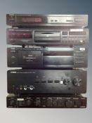 Five hifi seperates to include Denon precision stereo tuner TU-260L,