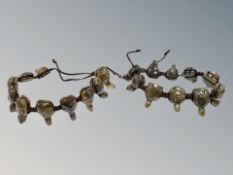 Two carved hardstone bracelets formed as turtles
