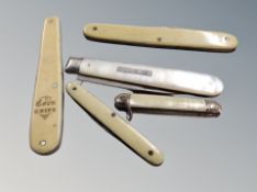 A Victorian silver and mother of pearl handled fruit knife,