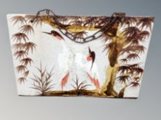 A glazed pottery plaque depicting stalks 48 cm x 34 cm