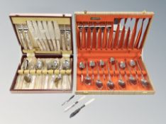 Two silver and mother of pearl knives,