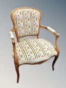 Two Continental beech salon chairs