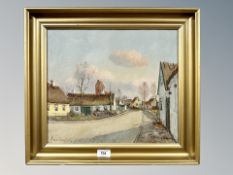Danish School : View through a town, oil on canvas ,