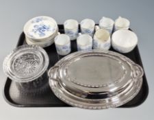 A silver plated lidded entree dish,