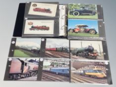 An album of postcards and stamps relating to trains