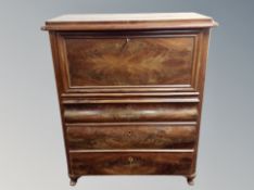 A 19th century mahogany secretaire chest,