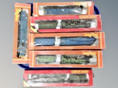A group of Hornby railways die cast locomotives,