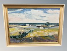 Danish school : buildings by a coast, oil on canvas,