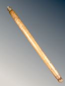 An antique Italian turned wooden Mattarello pasta rolling pin,