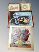 Four contemporary oil paintings,