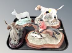 A Border Fine Arts fox hunting group (af), together with a similar fox hound,