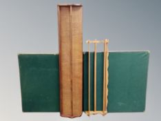 Two Scandinavian teak wall racks together with two folding card tables