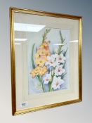 Margaret Adamson : Still life of Iris, watercolour,