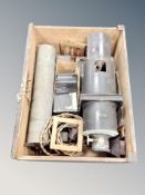 An antique slide projector in pine box together with a volume - The photographic atlas of England