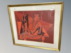 Continental school : still life colour print, signed in pencil,