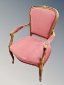 A Continental carved beech salon armchair