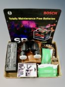 A box of binoculars, car mobile holder,