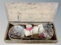 A set of antique opium balance scales with weights,