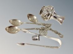 A group of silver plated items