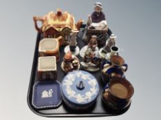 A tray of ceramics to include Wedgwood Jasperware, Hummel figures, Wedgwood figures,