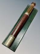 A leather bound brass nautical telescope in box