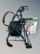 A Days folding mobility walking aid together with three walking sticks and adjustable table