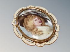 An old miniature portrait brooch