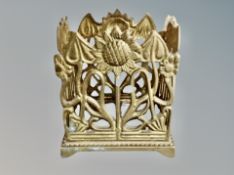 A brass Arts & Crafts pen holder