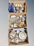 Three boxes of oriental eggshell tea and dinner ware, Cantonese lidded vases,