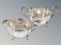 Two antique silver plated sauce boats