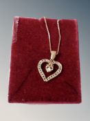 A 9ct gold heart on chain