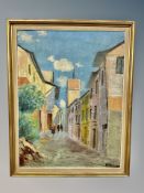 Danish school, Figures in a street, oil on canvas,