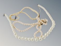 Three pearl necklaces