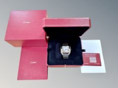 A gent's stainless steel and 18ct gold Cartier Santos XL automatic calendar centre seconds