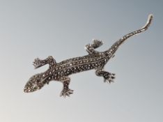 A silver marcasite lizard