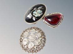 Three vintage brooches