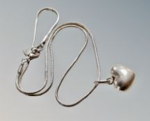 Silver snake chain with heart pendant