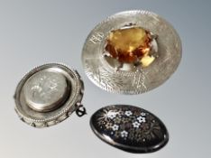 Three vintage brooches