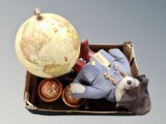 A box of pair of globe bookends,