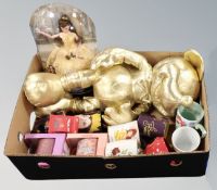 A box of quantity of new Disney mugs, Disney Beauty and the Beast figure,