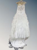 A ML sequinned wedding dress size 14 together with hair band and further boxed wedding dress