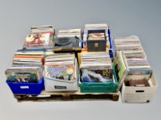 A pallet of eight boxes and two crates of vinyl records, easy listening, world music,