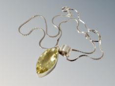 A silver citrine and chain