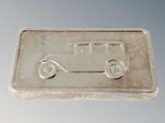 A silver motor museum bar