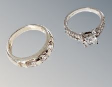 Two silver cubic zirconia rings