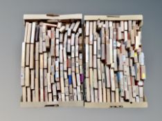Two boxes of a large quantity of crafting stamping blocks