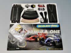 A Scalextric Formula 1 Ferrari 643 V William Renault FW 15 car racing set, boxed.