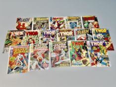 Marvel and DC comics : The Flash, The Silver Surfer, Fantastic Four, The Avengers, Mighty Thor,