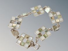 A mother of pearl silver bracelet